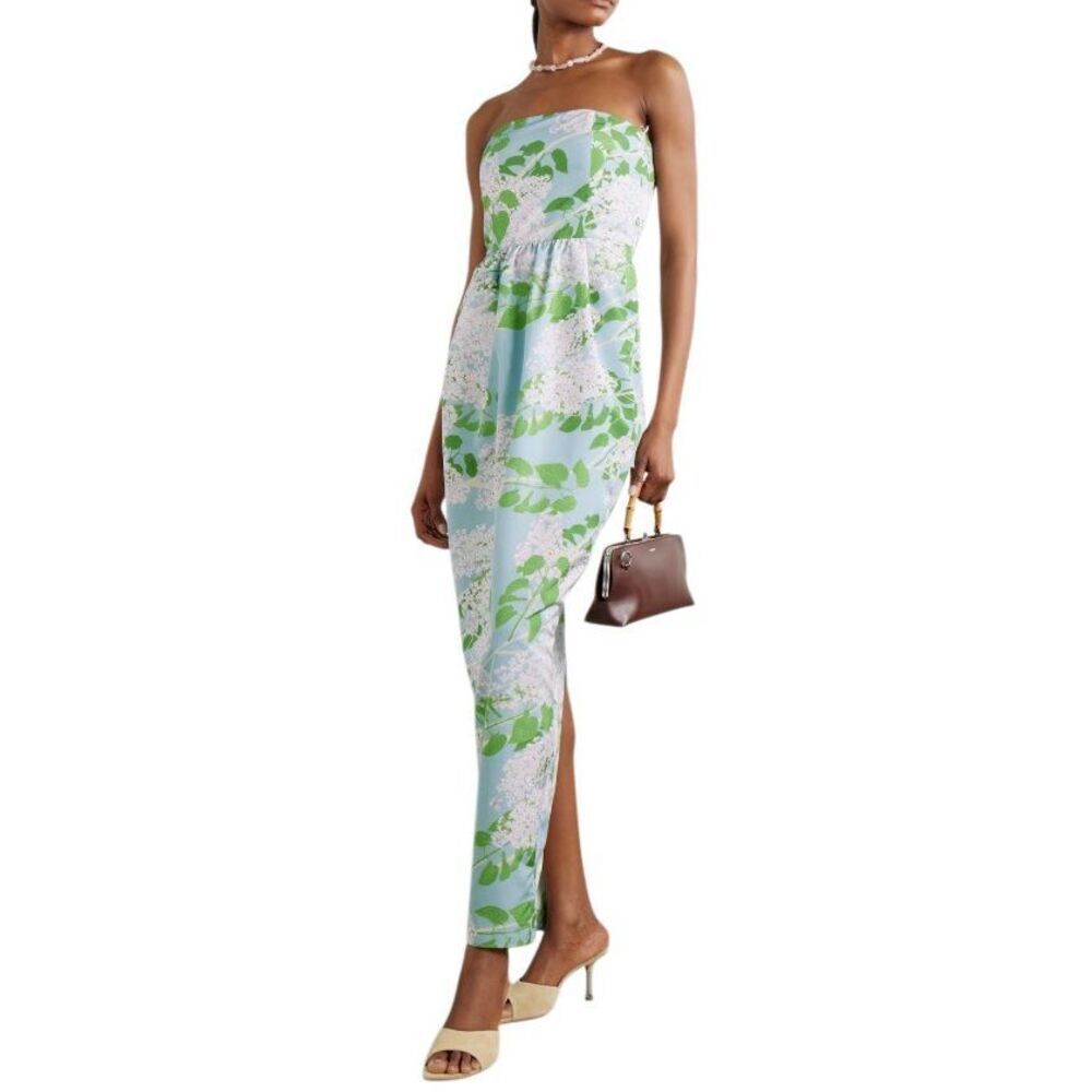 NWT BERNADETTE Lena Strapless Lilac Floral-Print Taffeta Side Pockets Gown 6US